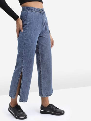 Image of Tokyo Talkies Women's Straight Fit Cropped Jeans| Mid-Rise| Jeans Pant
