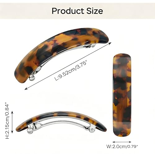 Pinzas para el cabello Oval Acetato, 2 unidades, Clips franceses vintage con diseño carey y negro, cierre metálico resistente antideslizante miniatura 2