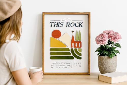 Inspirational 3D Wooden Wall Art – Engraved Bible Verse "On This Rock I Will Build My Church" Decor for Faith-Based Homes, Rustic Christian Scripture Sign, Perfect Gift for Believers – 11.81 x 15.75 inches - Image 2