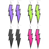 4 Pairs Women 80s Earrings Retro Earrings Dangle Earrings Neon Earrings for 80s Party Costume Accessory (Style Set 1)