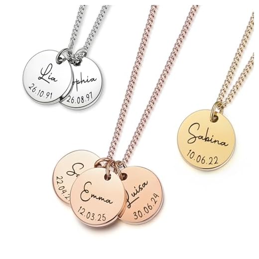 The Magical touch Personalisierte Kette mit Gravur – Namenskette Damen für Mama mit Kindernamen, Familienkette, Buchstabenkette | Halskette mit Namen aus Edelstahl – Gold, Silber, Roségold