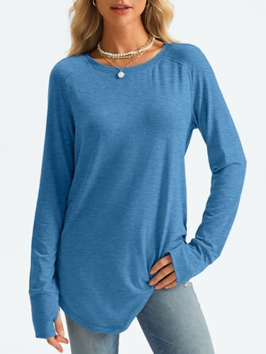 Image of AUTOMET Womens Long Sleeve Tunic Tops Crew Neck Casual Loose Fit Shirts
