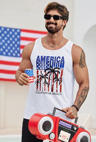 Image of VOGSTART Mens Hawaiian Beach Tank Tops Summer Vacation Muscle Top Graphic Sleeveless Shirts (S-3XL)
