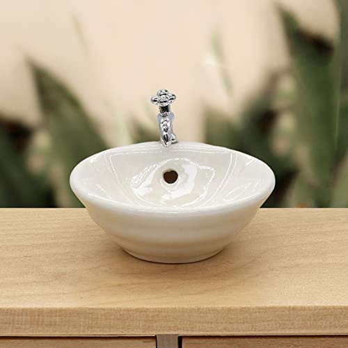 Walbest Dollhouse Wash Basin Wide Application Small 1:12 Scale Miniature Scene Model Bathroom Set For Entertainment Round #TOP3