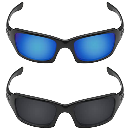 Image of Galvanic Replacement Lenses for Oakley Fives Squared | Fives Squared Asian Fit | Fives 3.0 Sunglasses - Ice + Black Polarized - Combo Pack
