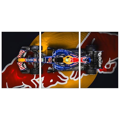 Image of Wrap & Wish Red Bull Racing RB22 Formula 1 2026 Top View Split Wall Posters Set (A4 Size, 9x12 Inch) | Pack of 3 | Vintage F1 Designs & Marvel Room Decor
