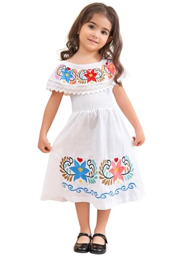 Image of Mexican Dress for Girls Traditional Vestidos Mexicanos Cinco de Mayo Embroidered Dresser Toddler Kids