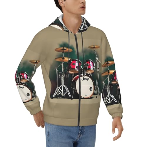 Sweat à capuche décontracté pour homme, vêtement chaud imprimé tambour jazz automne hiver