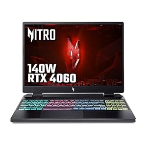Acer Nitro 16 AN16-41 16-inch Gaming Laptop – (AMD Ryzen 7 7735HS, 16 GB RAM, 1 TB SSD, NVIDIA GeForce RTX 4060 8G, 1920 x 1200 165Hz Display, Windows 11, Black)
