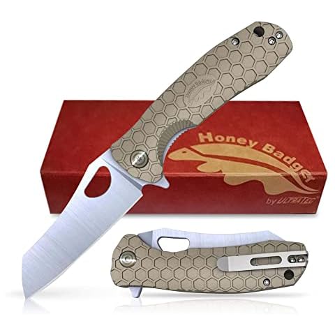 Western Active Honey Badger Wharncleaver Pocket Knife, Steel Blade Everyday Carry Knife, Pocket Knife, Tactical Knife and Folding Knife with Deep Carry Pocket Clip - (Medium Tan HB1039) Cover
