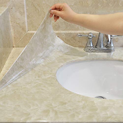 Lacheery 24"X160" Jade Granite Look Marble Effect Contact Paper Peel And Stick Countertop Wallpaper Decorative Self Adhesive Film For Cabinets Backsplash Furniture Removable Marble Sticker Paper #TOP7