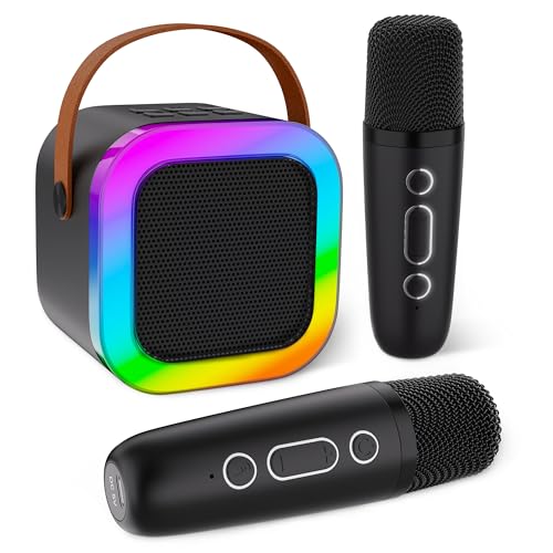 Aplsinvivi Karaoke Machine for Kids Adults, Altavoz de Karaoke portátil para niños con micrófono inalámbrico, Regalos para niñas de 4, 5, 6, 7, 8, 9, 10, 12 + Fiesta de cumpleaños de año, Negro