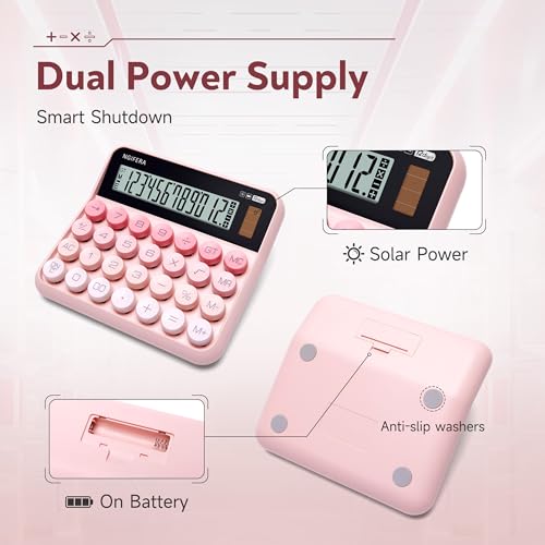 Image of Desk Calculator, 12 Digit Large LCD Display, Big Buttons, Ergonomic 15 Tilt, Real Mechanical Keypad, Desktop Calculator for Office and Study