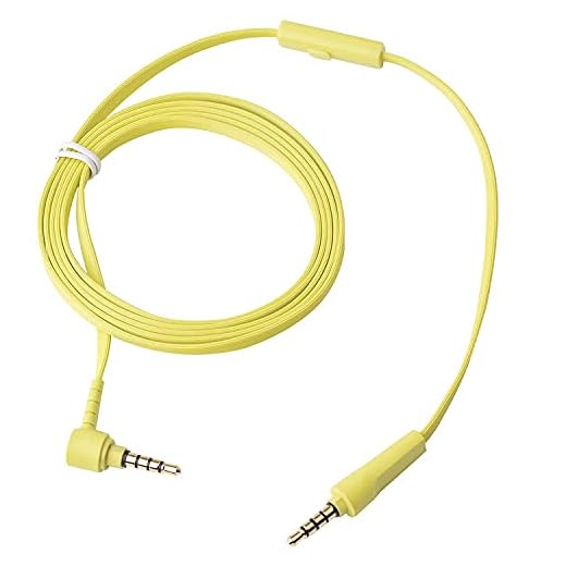 Aiivioll Platt hörlurskabel ersättande ljudkabel kompatibel med Sony MDR-1000X MDR-100ABN WH-1000XM2 WH-1000xm3 WH-H900N WH-H800 WH-CH700N MDR-100AAP MDR-100A trådlösa hörlurar (gul/1,5 m)