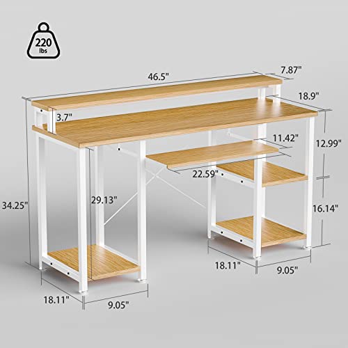 Noblewell Computer Desk With Storage Shelves, 47 Inch Home Office Desk With Monitor Stand, Writing Desk Table With Keyboard Tray (Bamboo) #TOP5