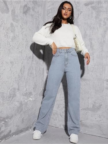 Image of Glossia Denim Baggy Jeans for Women | Stretchable High Waist Straight Fit Jeans for Women | High Rise Stretch Denim | Loose Fit Plus Size Denim (Sizes - 24 to 44) WJ32-1205-$