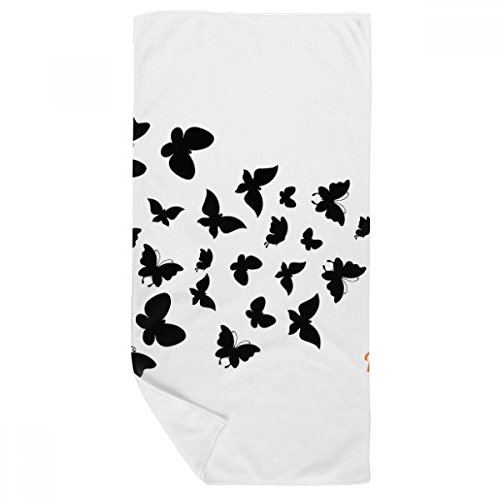 Serviette de bain papillons noir absorbante et multicolore - 2