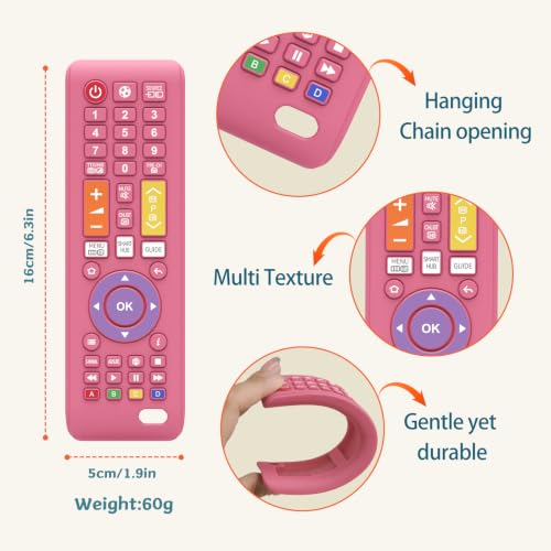 Baby Remote Toys for 0-6, 6-12 Months, Food Grade Silicone Teething Toys,Chew Toys for Babies 3-24 Months, Upgraded TV Remote Control Shape Teether Toys for Baby and Infants — view 3