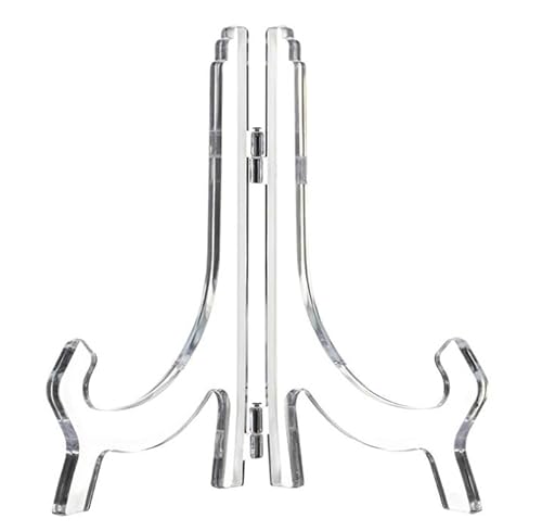 Premium Quality Clear Traditional Acrylic Plate Stand Display Picture Photo Frame Stand Holder - Perfect for 6 to 10 Inch Plates