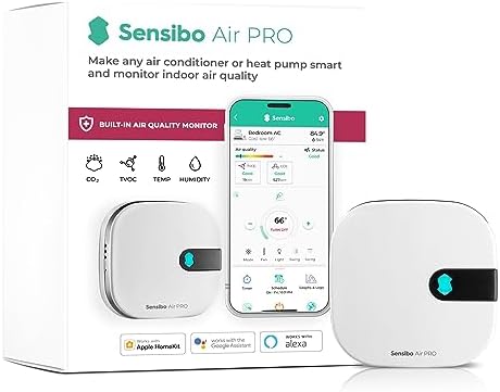 Sensibo Air PRO - Air Conditioner Smart Controller & Air Quality Sensor. Smart Thermostat for Mini Split, Window, Portable AC. Temp & Humidity Sensors. Google, Alexa, Siri & Apple HomeKit Compatible