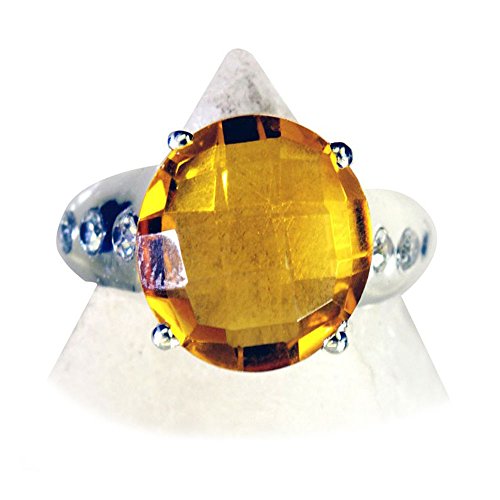 Bague en argent sterling 925 avec citrine naturelle taillée d'exception