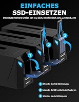 SABRENT M.2 SSD & HDD Festplatten Dockingstation, 2,5" 3.5" SATA & M2 NVMe Dock, USB C Docking Station 10Gbps mit Offline Klonen (DS-UNHC) – Ansicht 3