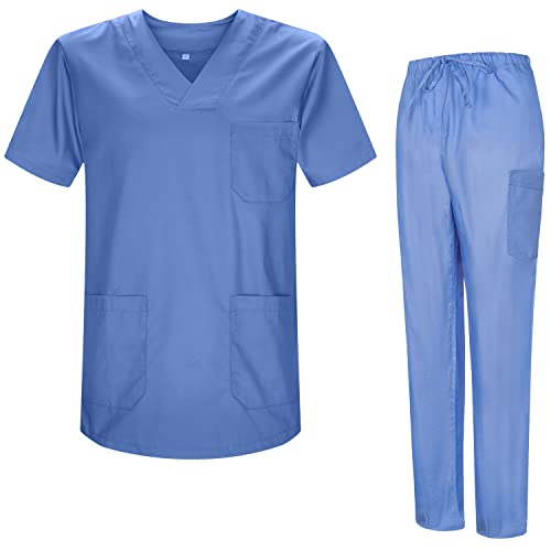 MISEMIYA - Pijama Sanitario Conjuntos Uniformes Sanitarios Unisex - Uniformes Medicos 817-8319 - XS, Celeste