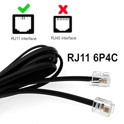 JZK 2M schwarzes Hochgeschwindigkeits-Breitbandkabel (RJ11), Telefonverlängerungskabel, Internet-DSL-Kabel, ADSL-Kabel, für Router, Festnetztelefon, Faxgerät, Modem