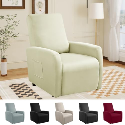 MeYuxg Funda para sillón con bolsillos, funda de sillón de 1 plaza, 4 piezas, impermeable, elástica, para sillones de relax, sillones de televisión (color crema)