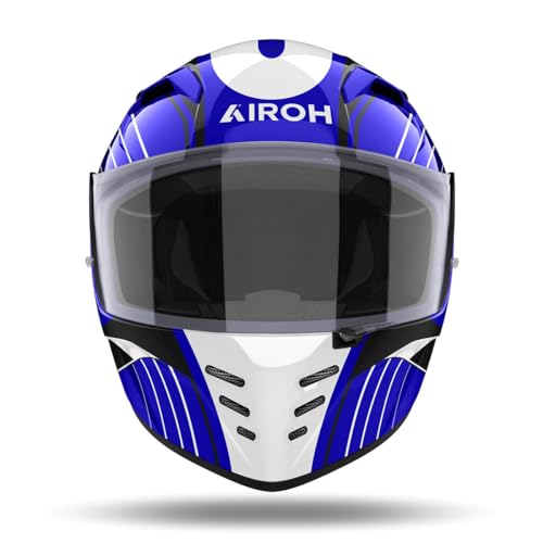 AIROH CONNOR ACHIEVE BLUE GLOSS S avec visière large et ventilation
