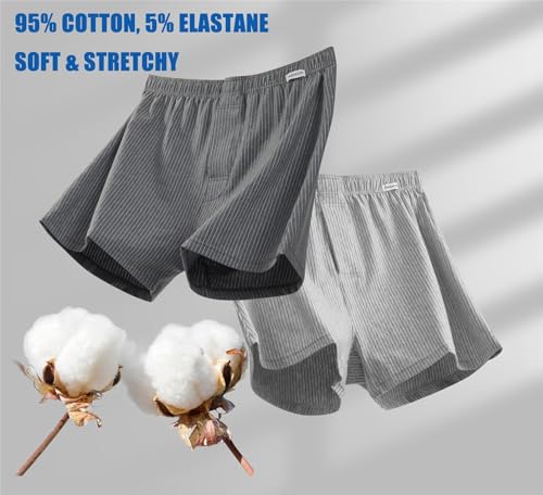 Men's Super Soft Premium Organic Cotton Boxer Shorts Loose Fit Button Open Fly Underwear Pack of 34