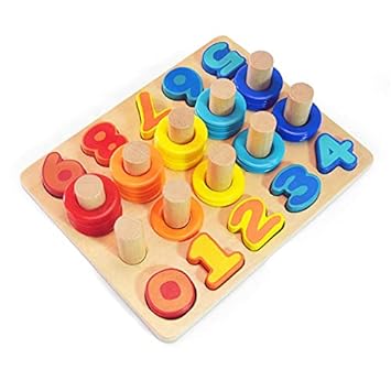 Toyshine Wooden Count N Stack Stacking Rings Toys for Baby Kids, Learning and Educational Toys for Boys & Girls