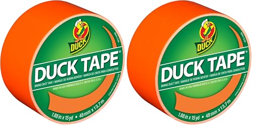 Image of Duck Brand 1265019 Color Duct Tape, Neon Orange, 1.88 Inches x 15 Yards, Single Roll (Pack of 2)