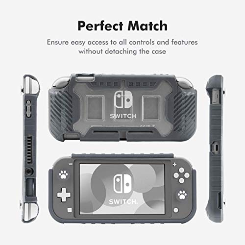 Image of TMG Rugged Protective Case for Nintendo Switch Lite | Shockproof Grip Cover with Soft TPU & Hard Shell | Ergonomic Anti-Slip Design with Game Card Storage | Compatible with Switch Lite Console (Gray)