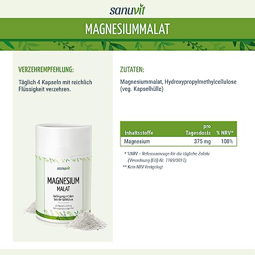 Magnesium Malat Sanuvit – 800 mg Magnesiummalat 180 Kapseln