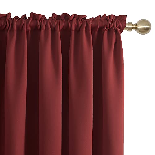 Image of Deconovo Blackout Curtains Set of 2, 5.2 Feet Long, Black Curtains for Bedroom, Thermal Insulated Window Curtains for Living Room - 52W x 63L Inch,True Red Eyelet