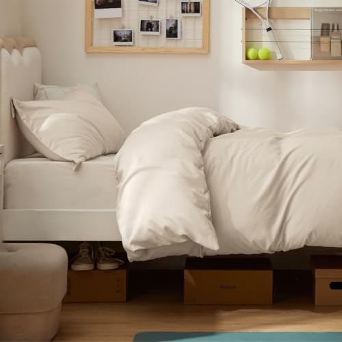 Image of Bedsure Twin /Twin XL Duvet Cover, Soft Double Brushed Bedding Set, Beige | For Kids & Adults, 68 inchx90 inch Comforter Cover, Hotel Luxury, All Season, Breathable, Easy Care, Lightweight, Zipper Closure