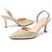 Athlefit Closed Pointed Toe Kitten Heels for Women Dress Work Wedding Party Slingback Stiletto Pumps Shoes Gold, Size 8, SAPU2606W