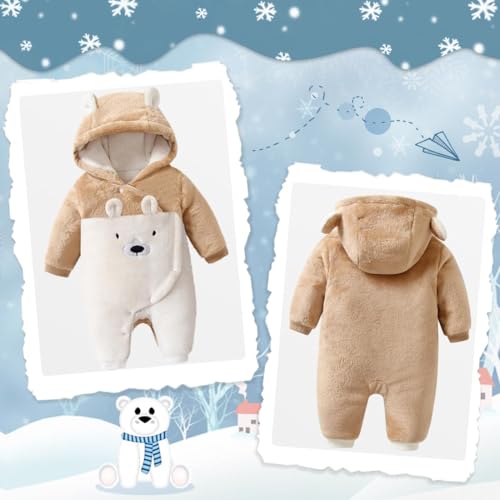 Fairy Baby Newborn Baby Snowsuit Bear Onesie Romper Winter Warm Coat Infant Fleece Footie Jumpsuit for Girls Boys 0-18M2