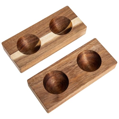 Organizador para nevera Angoily de madera genuina soporte premium de huevos color marron