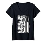 donna alfabeto fonetico pilota aereo vintage aviazione patriottica maglietta con collo a v