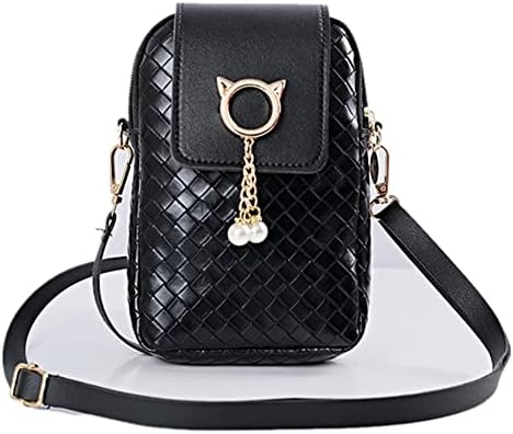 Womens Mini Crossbody PU Cellphone Shoulder Bag, Ladies Zipper Phone Purse Smart Wallet Mobile Phone Bag with Adjustable Shoulder Strap for Travel Shopping Outing Work Strolling