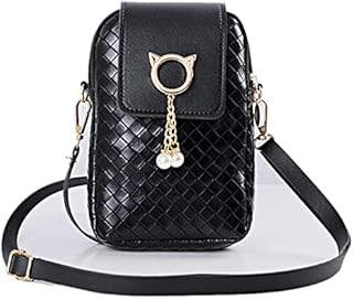 Womens Mini Crossbody PU Cellphone Shoulder Bag, Ladies Zipper Phone Purse Smart Wallet Mobile Phone Bag with Adjustable Shoulder Strap for Travel Shopping Outing Work Strolling