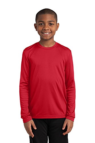 Sport Tek Youth Long Sleeve Posicharge Competitor Tee L True Red #TOP14