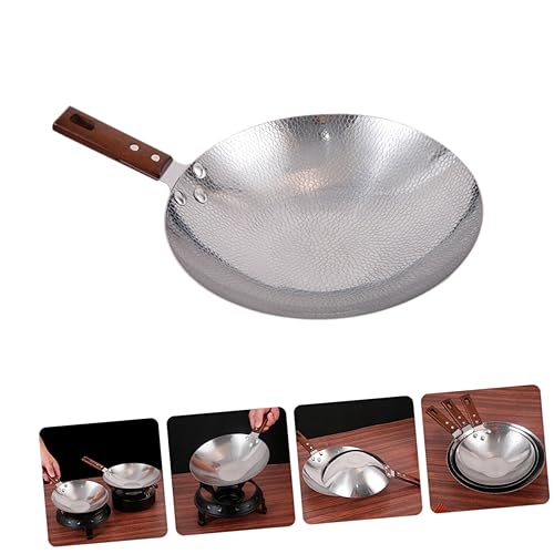 Wok de acero inoxidable con mango de madera miniatura 7