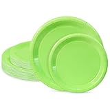 LIKAJON 50 Pcs Lime Green Paper Plates, 25 Pcs 9 Inch and 25 Pcs 7 Inch Disposable Dessert Plates for Valentines,Tea Party, Baby Shower, Birthday, Wedding, Graduation, Picnic, BBQ, Party