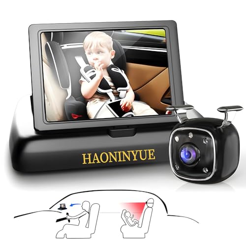 Image of Car Baby Monitor, 4.3 inch HD Night Vision 1080P Baby car Camera, car seat Monitor, Baby car seat Mirror Camera can Observe Baby's Every Move, Easy to Install Plug and Play