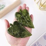 AtkitS 1pc Natural Stone Green Jade Xiuyu Jade Leaf Shape Stone Crafts Carving Material Spiritual Meditation Quartz for Home Decoration