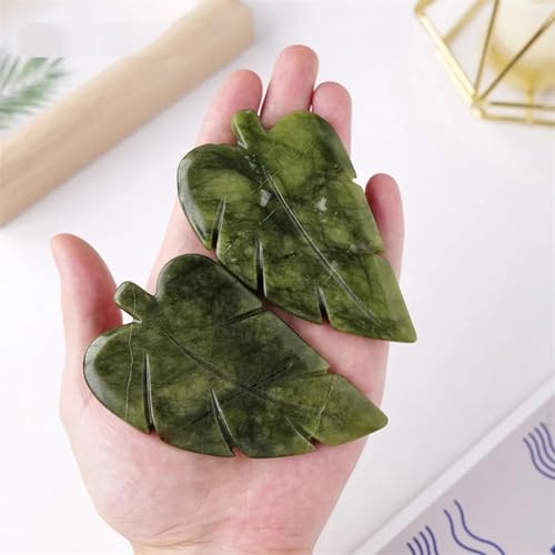 KatLin 1pc Natural Stone Green Jade Xiuyu Jade Leaf Shape Stone Crafts Carving Material Spiritual Meditation Quartz for Home Decoration Ornaments