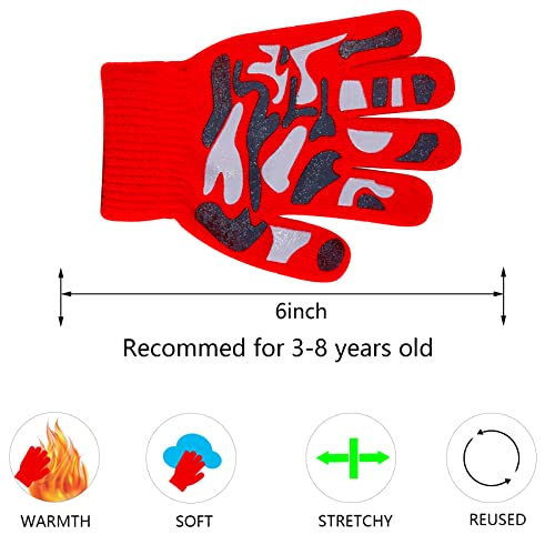 Hicdaw 6 Pairs Kid's Winter Gloves - Stretchy Warm Knit Gloves for Boys or Girls3